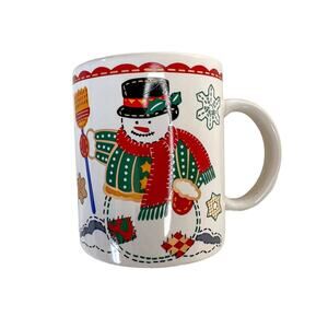Vintage Holiday Christmas Coffee Mug with Snowman